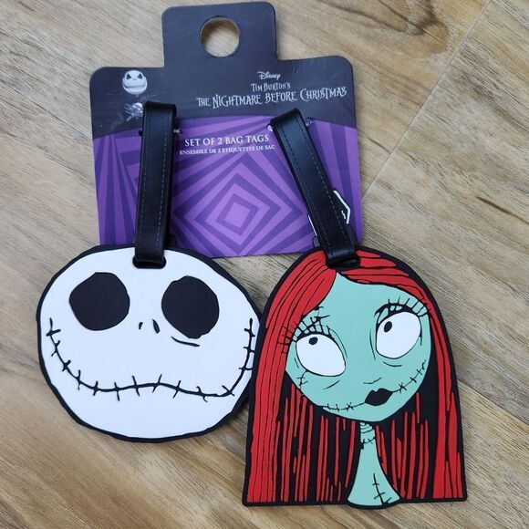 🔹️NWT Disney Nightmare Before Christmas Jack & Sally Rubber Luggage Tags - Picture 1 of 6